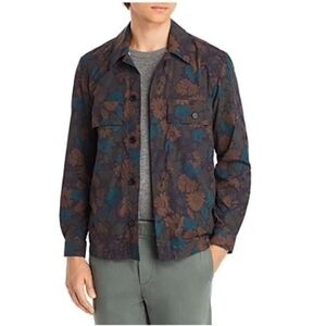 Paul Smith men's nylon shirt-style jacket with floral print, size M, brown.